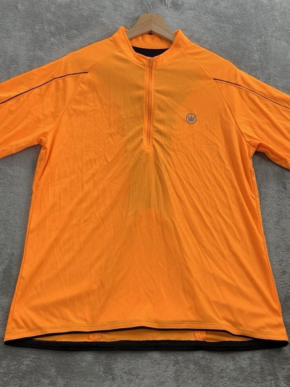 Canari Shirt Men's Large Orange Cycling Jersey 1/4 Zip Short Sleeve Back Pockets